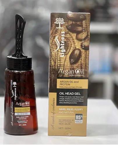 ژل حالتدهنده مو لایتنس مدل Argan حجم 260 میلیلیتر، مرطوبکننده، درخشانکننده، با قدرت حفظ حالت 24 ساعته، مناسب انواع مو، بدون چربی